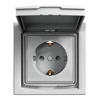   SCHNEIDER EPH3100361 - ASFORA 2P+F csatlakozóaljzat, biztonsági zsalu, csapfedeles - IP44, kerettel, alumínium
