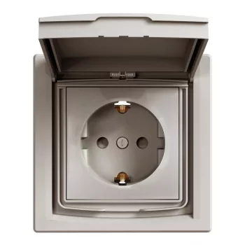   SCHNEIDER EPH3100369 - ASFORA 2P+F csatlakozóaljzat, biztonsági zsalu, csapfedeles - IP44, kerettel, bronz