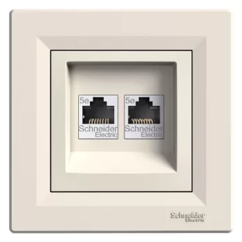   SCHNEIDER EPH4400123 - ASFORA 2xRJ45 Cat5e UTP aljzat, bézs 