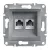SCHNEIDER EPH4400162 - ASFORA 2xRJ45 Cat5e UTP aljzat, acél 