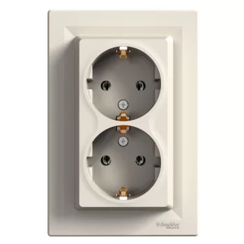   SCHNEIDER EPH9900123 - ASFORA 2x2P+F csatlakozóaljzat, csavaros, kerettel, bézs 