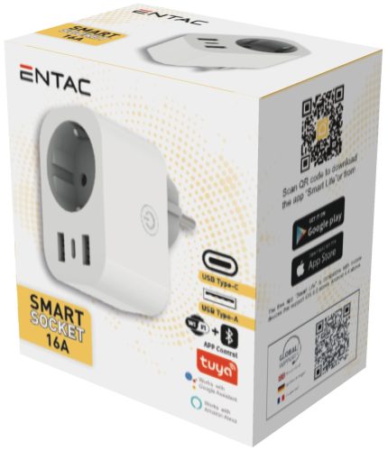 Entac Smart Hálózati Adapter 1x Type-F, 2xUSB-A, 1xUSB-C 2.4A WIBLE
