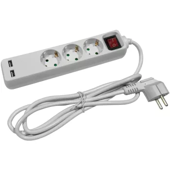 Entac S1 Elosztó 3 Foglalat Kapcsolóval 1,5m 3G1.5 2 USB