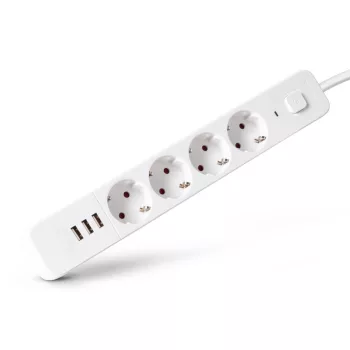 Entac D2 Elosztó 4 Foglalat Kapcsolóval 1.5m 3xUSB A 3G1.5