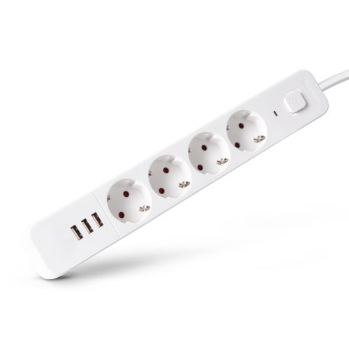Entac D2 Elosztó 4 Foglalat Kapcsolóval 1.5m 3xUSB A 3G1.5