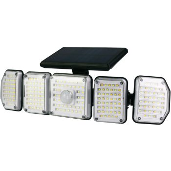   Entac Napelemes Műanyag Fali lámpa 2.5W SMD CCT 5 fej mozgásérzékelővel + IR