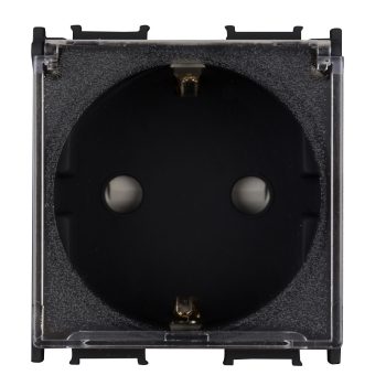   SCHRACK - Dugaszolóaljzat gyerekvédelemmel, csapófedéllel, 16A,fekete - ET111002--