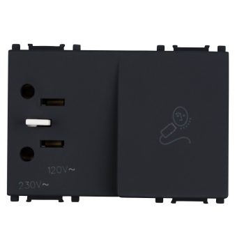   SCHRACK - Dugaszolóaljzat borotválkozáshoz, fekete, 3 modul - ET111012--