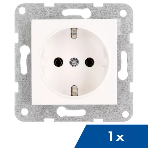 SCHRACK - Dugaszolóaljzat, rugós csatl., 1 db, fehér VISIO S 50 (50x50), egyenként csomagolva, Névleges áram 16A, Csatlakozás típusa dugaszolható kapocs, fehér - EV101201-1