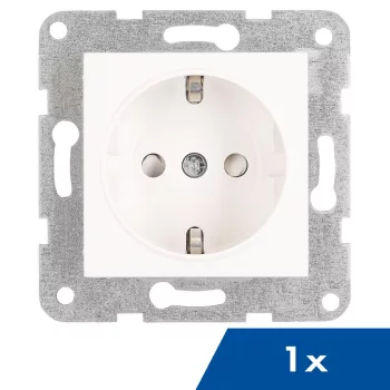   SCHRACK - Dugaszolóaljzat gyermekvédelemmel, rugós csatl., 1 db, fehér VISIO S 50 (50x50), egyenként csomagolva, Névleges áram 16A, Csatlakozás típusa dugaszolható kapocs, fehér - EV101203-1