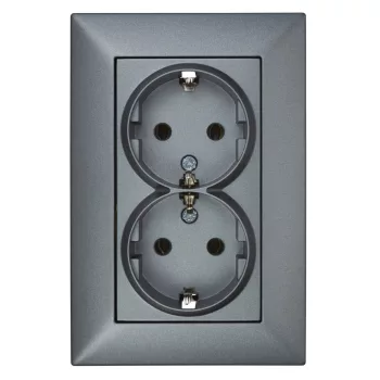   SCHRACK - Kettes dugaszolóaljzat, csavaros csatlakozás, antracit - EV111013--