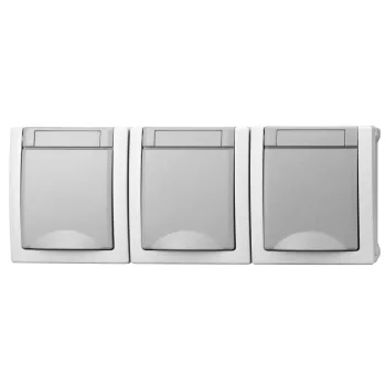   SCHRACK - Falon kívüli hármas dugaljzat, vízszintes, rugós, IP54 - EV211018--