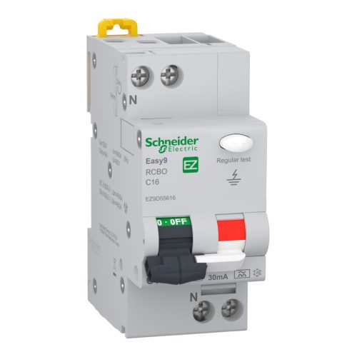 SCHNEIDER EZ9D55616 - EASY9 PRO Áramvédős kismegszakító, A osztály, 1P-N, C, 16A, 30mA