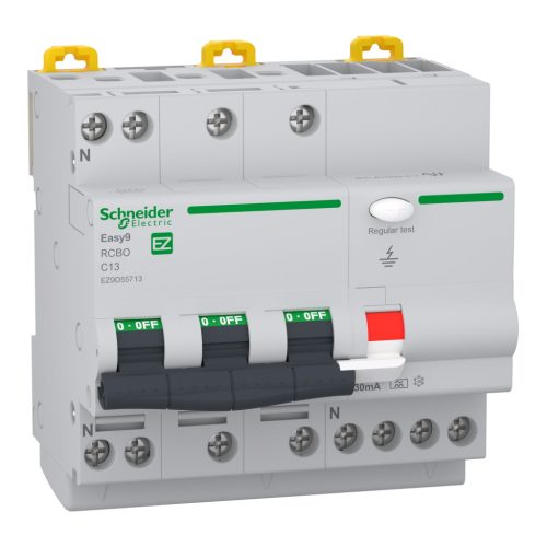 SCHNEIDER EZ9D55713 - EASY9 PRO Áramvédős kismegszakító, A osztály, 3P-N, C, 13A, 30mA