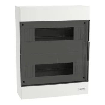   SCHNEIDER EZ9EUC212 - EASY9 EU Kiselosztó, füstszínű ajtó, falon kívüli, 2x12 modul, PEN