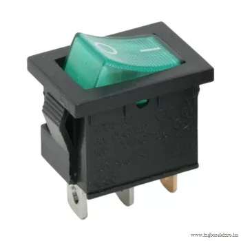 Kapcsoló billenő • zöld  (off-on • 6A-250V)