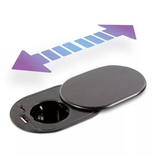 Rejtett - beépíthető konnektor + USB + Type-C