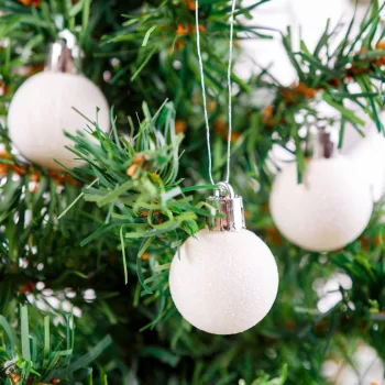   Karácsonyfadísz szett - glitteres fehér - 3 cm - 17 db / szett