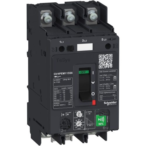 SCHNEIDER GV4PEM115N6 - GV4PE Multi motorvédő termikus-mágneses 115A 50kA kengyeles csavaros