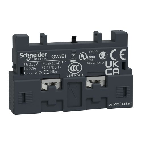 SCHNEIDER GVAE1 - Segédérintkező blokk, homloklapi, Z vagy NY