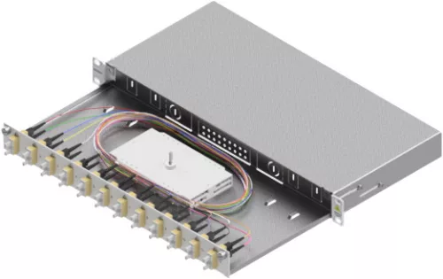 SCHRACK - Optikai rendező 24szálas,SC,50/125µm OM2, kihúzható,19",1U - HSELS245CG