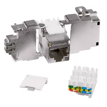   SCHRACK - TOOLLESS LINE aljzatmodul, RJ45, árnyékolt Cat.6a 10GB 4PPoE 100W, (SFA) - HSEMRJ6GWA