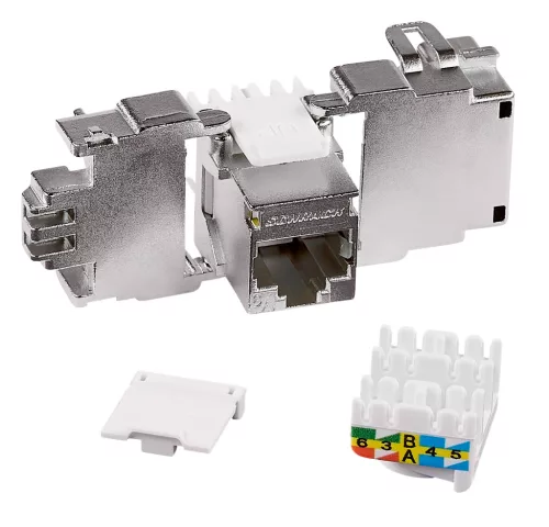 SCHRACK - TOOLLESS LINE aljzatmodul, RJ45, árnyékolt Cat.6a 10GB 4PPoE 100W, (SFA) - HSEMRJ6GWA
