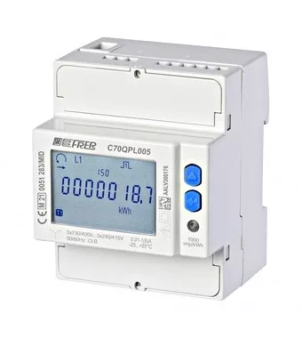 SCHRACK - 3f MID fogyasztásmérő x/5A, infra porttal 3-4 vezetékes bekötés, 2 tarifa, 2db S0 impulzuskimenet, bővíthető kommunikációs modullal - HUMGF006--