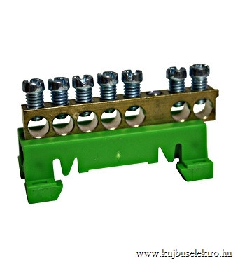 SCHRACK-IK021037 PE kapocs blokk, 7x10/16mm², 63A, zöld/sárga