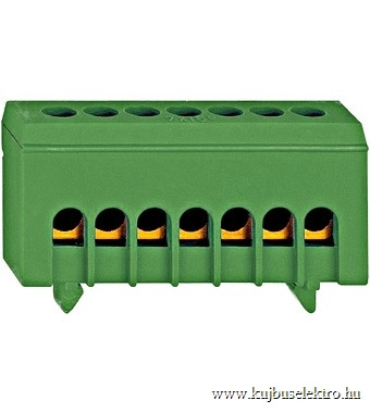 SCHRACK-IK021037I PE kapocs blokk, 7x10/16mm², 63A, zöld/sárga, szigetelt