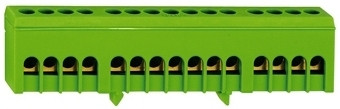 SCHRACK-IK021039I PE kapocs blokk, 15x10/16mm², 63A, zöld/sárga, szigetelt