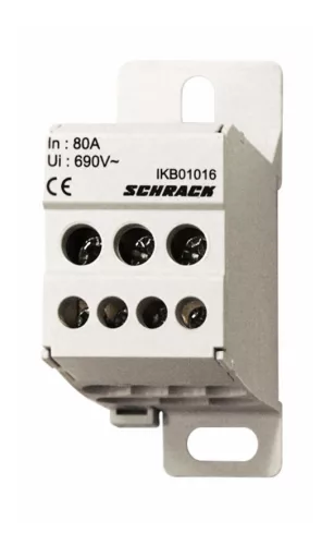 SCHRACK - Csatlakozó blokk, 1 pólus, 80A, 3x16mm², 4x6mm² érvéghüvely nélkül: 3x25mm², 4x6mm² - IKB01016--