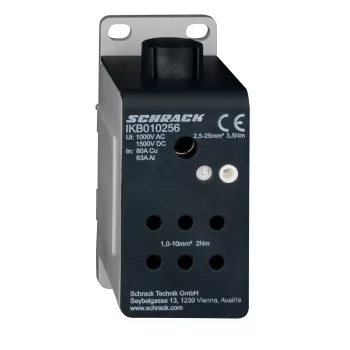   SCHRACK - Csatlakozó blokk, alum., 1 pólus, 80A, 1x25mm², 6x6mm² - IKB010256-