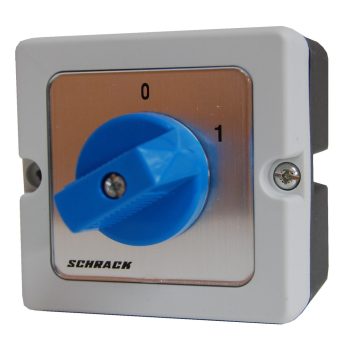   SCHRACK - Kapcsoló IP40 műanyag tokozatban, 0-1, 20A, 2pólusú, M10H - IN035220--