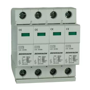   SCHRACK - T2/C - levezető komplett, 4p, 4x20kA/280V - UAS sorozat - IS010449--