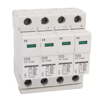   SCHRACK - T1+2/BC túlfeszültség levezető, 4p, 12.5kA/280V - IS210449--