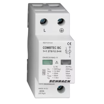  SCHRACK - Combtec T1/T2 túlfeszültséglevezető 275/12,5kA, 1+1  - IS211212-A