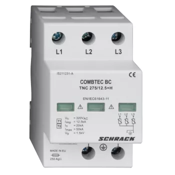   SCHRACK - Combtec T1/T2 túlfeszültséglevezető 275/12,5kA, TN-C - IS211230-A
