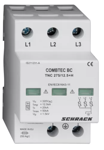 SCHRACK - Combtec T1/T2 túlfeszültséglevezető 275/12,5kA, TN-C - IS211230-A
