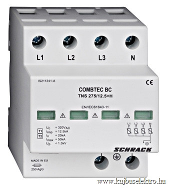 SCHRACK-IS211240A Combtec T1/T2 túlfeszültséglevezető 275/12,5kA, TN-S