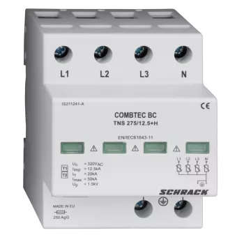   SCHRACK - Combtec T1/T2 túlfeszültséglevezető 275/12,5kA, TN-S+s.é - IS211241-A
