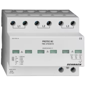   SCHRACK - Protec T1/T2 túlfeszültséglevezető 275/25kA, TN-C  - IS211330-A
