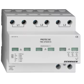   SCHRACK - Protec T1/T2 túlfeszültséglevezető 275/25kA, TN-C+s.é - IS211331-A