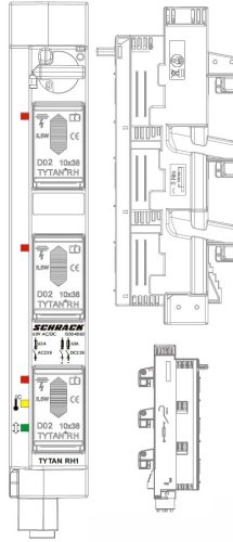 SCHRACK - IS504860 TYTAN RH1 biztosítós kapcsoló 3p. DO2 4-60VDC felügyelettel