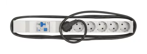 SCHRACK - 19” dugaljzatsáv 6 dugaljzat+BO217516 hibaáramkapcs 1U - IU070112--