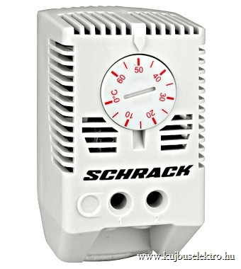 SCHRACK-IUK08565 Termosztát szekrényfűtéshez, 0-60°C, 1ny, 10A, piros