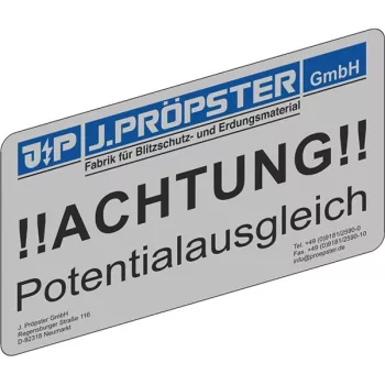 J.PRÖPSTER-640006 Figyelmeztető tábla címke, németül