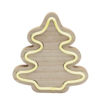   SOMOGYI ELEKTRONIC - KAD 28 - LED-es fa asztali dísz, fenyő, neon-light, melegfehér