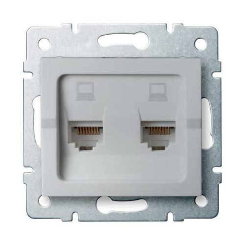 KANLUX-25228 - LOGI 02-1410-043 ezü Dupla adatcsatl.aljzat