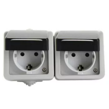   KANLUX-27131 - TEKNO 05-1248-143 fek vízszint Dupl.dugalj gyerekvédelem IP54